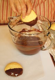 Soft Ricotta Cookies Recipe Dipped in Chocolate Image